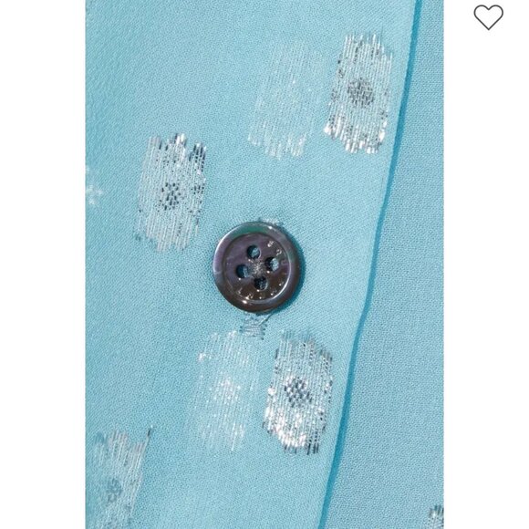 Equipment essential semi-sheer long sleeve metallic fil coupé blouse L - Picture 14 of 14